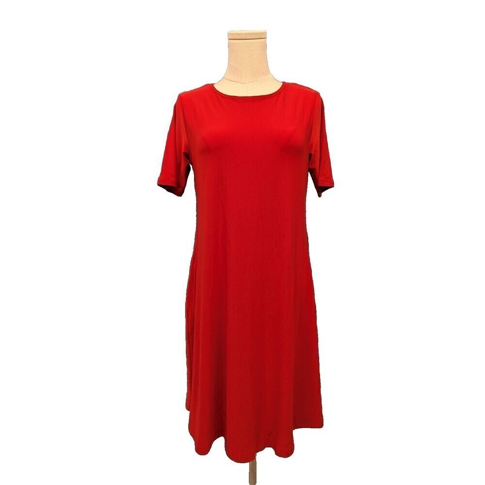 $235 Sympli Liquid Slinky Soft Stretch Short Sleeve Pockets Swing Dress‎ Size 6